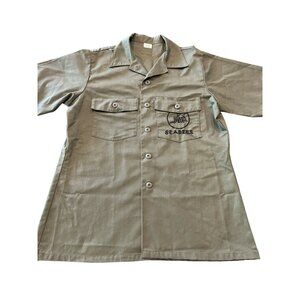 US Navy Seabees Utility Shirt 16.5x32 Short Sleeve Olive Green Button-Up
